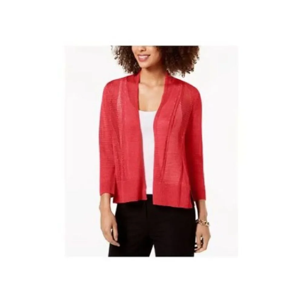 Peyton Primrose Rose Colored Open-Front Knit Cardigan